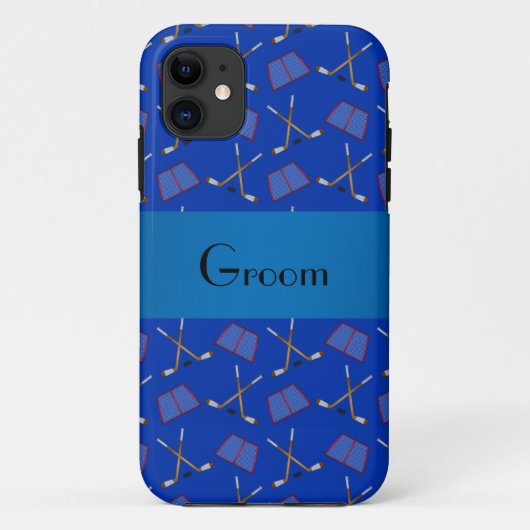 ギフトブルーホッケーパターンのグルーミング Case-Mate iPhoneケース (裏面)