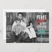 ギフトブルーリボン包まれたホリデーフォトカード シーズンカード (正面/裏面)