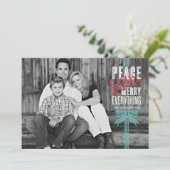 ギフトブルーリボン包まれたホリデーフォトカード シーズンカード (スタンド正面)