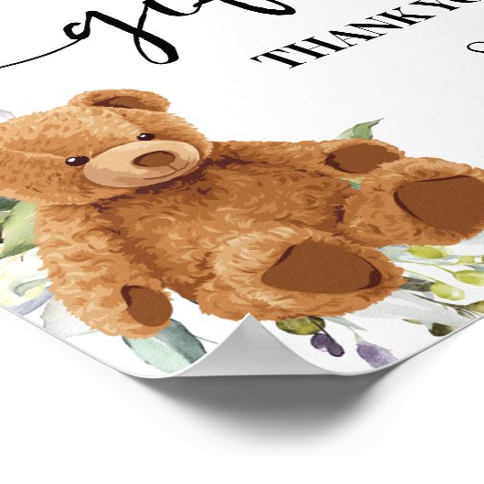 ギフトベア緑のユーカリ赤ちゃんシャワーサイン ポスター (角)