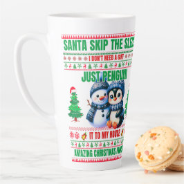 ギフトペンギンのクリスマスメリークリスマス雪だるま カフェラテマグ