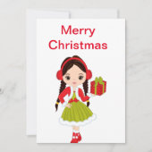 ギフトホリデーカード付きクリスマスブルネット人形 シーズンカード (正面)