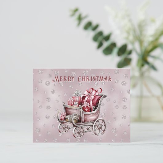 ギフトホリデー付きクリスマスそり ポストカード (スタンド正面)