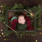 ギフトボウ新生児写真ホリデー誕生のお知らせ 箔招待状ポストカード