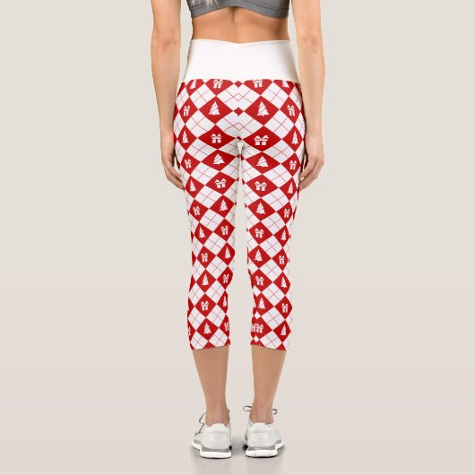 ギフトボックスとクリスマスツリーパターン カプリレギンス (裏面)