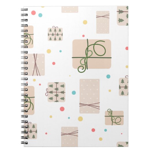 ギフトボックスとシームレスなパターン。ギフト満載 ノートブック (正面)