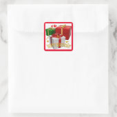 ギフトボックスとハートハッピーバースデー スクエアシール (バッグ)