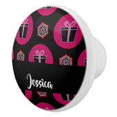 ギフトボックスと黒の雪の結晶 セラミックノブ (右)