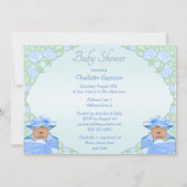 ギフトボックスにエスニックツイン男の子バラ赤ちゃんシャワー 招待状 (裏面)