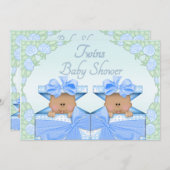 ギフトボックスにエスニックツイン男の子バラ赤ちゃんシャワー 招待状 (正面/裏面)