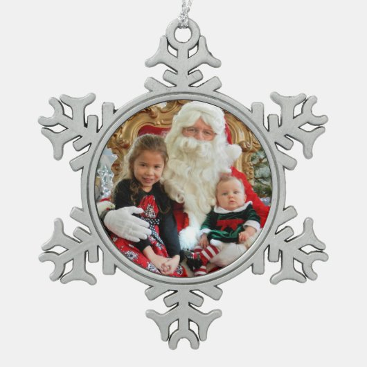 ギフトボックスにフォトメタルのスノーフレーク スノーフレークピューターオーナメント (正面)