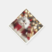 ギフトボックスに入ったクリスマスペルシャの子猫 スタンダードカクテルナプキン (角)