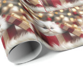 ギフトボックスに入ったクリスマスペルシャの子猫 ラッピングペーパー (ロールコーナー)