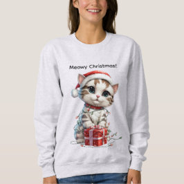 ギフトボックスの上のキュートなクリスマス子猫 スウェットシャツ