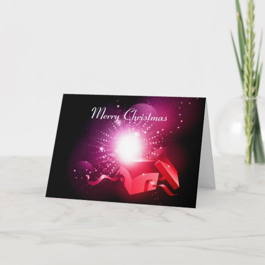 ギフトボックスを開いたクリスマスカード シーズンカード (正面)