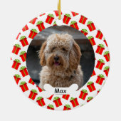 ギフトボックスカスタムペットパピードッグフォト セラミックオーナメント (裏面)