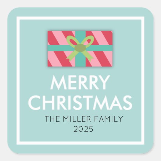ギフトボックスクリスマス スクエアシール (正面)