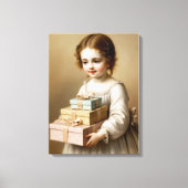 ギフトボックス付きの少女 キャンバスプリント (正面)