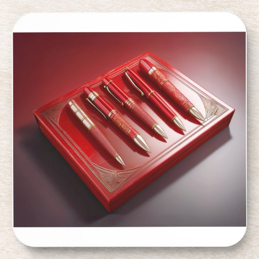 ギフトボックス及び5個ユニークのボールペン コースター (正面)