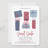 ギフトボックス秘密サンタギフト交換クリスマス 招待状 (正面)