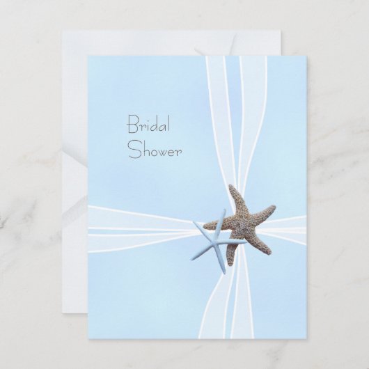 ギフトボックス青いヒトデのシャワー招待状 招待状 (正面/裏面)