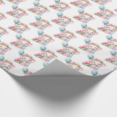 ギフトボックス驚きのゾウとバルーンの誕生日 ラッピングペーパー (角)