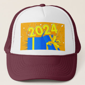 ギフトボックス ホワイトとワインレッドで2024年を祝おう キャップ