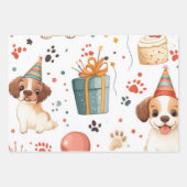 ギフトボックス,誕生日ボックス,子犬のギフトラップ,犬 – テーマ ラッピングペーパーシート (正面2)
