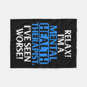 ギフトメンタルヘルスセラピスト男性へ女性おもしろい フリースブランケット (正面(横))