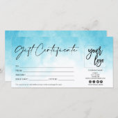 ギフトモダンカード証明書の追加ロゴaqua blue (正面/裏面)