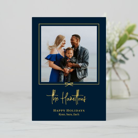 ギフトモダンフォイルホリデーカードクリスマスカード 箔シーズンカード (立ち正面)