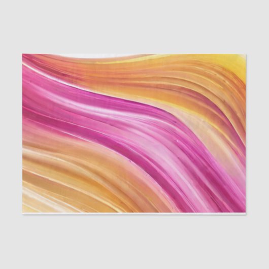 ギフトモダンラッピング – ピンクオレンジ黄色 –  薄葉紙 (正面)