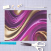 ギフトモダンラッピング – 明るい赤紫色紫と金ゴールド- 薄葉紙 (クラフト)