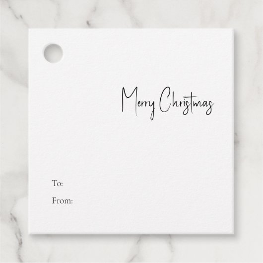 ギフトモダンラベルからクリスマススクリプト正方形 フェイバータグ (正面)