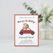 ギフトモダン付き赤い車ホリデークリスマスムービング 案内ポストカード (スタンド正面)