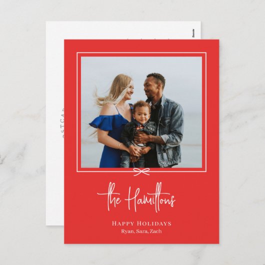 ギフトモダン写真ホリデー葉書クリスマスカード シーズンポストカード (正面/裏面)