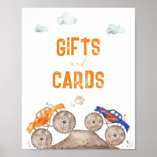 ギフトモンスタートラック誕生日標識 ポスター (正面)