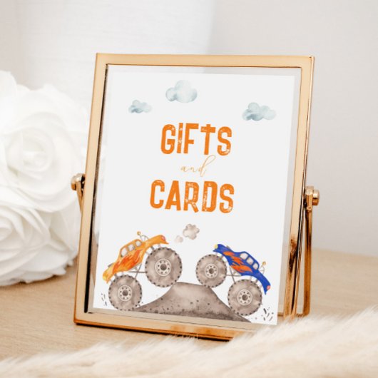 ギフトモンスタートラック誕生日標識 ポスター