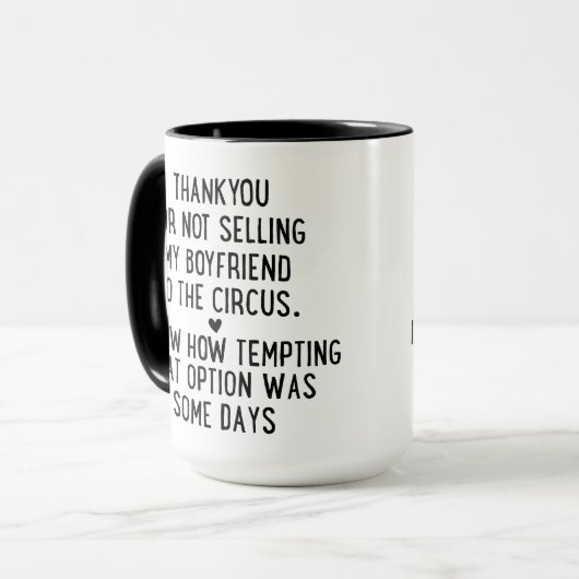 ギフトユーモアのある感謝してい、私の彼氏を売らないために マグカップ (正面左)