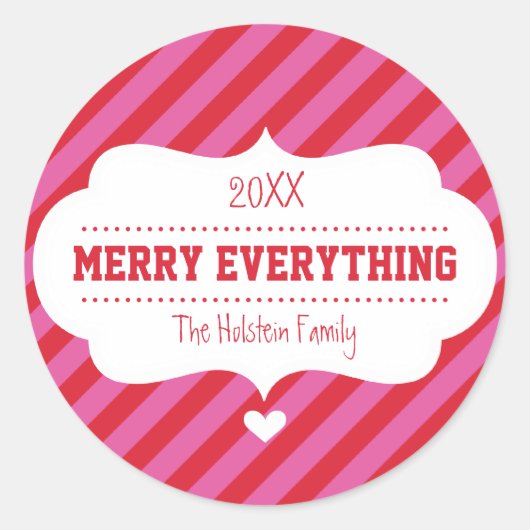 ギフトラッピングのシール::弓の明るいストライプ ラウンドシール (正面)