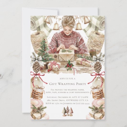 ギフトラッピングパーティークリスマス 招待状 (正面)