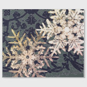 ギフトラッピングレース及び雪片のブルー ラッピングペーパー (フラット)