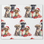 ギフトラッピング付きクリスマス犬紙 ラッピングペーパー (フラット)