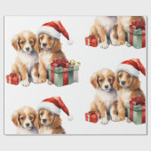 ギフトラッピング付きクリスマス犬紙 ラッピングペーパー (フラット)
