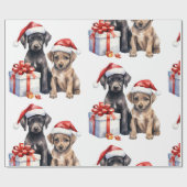 ギフトラッピング付きクリスマス犬紙 ラッピングペーパー (フラット)