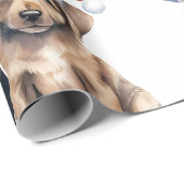 ギフトラッピング付きクリスマス犬紙 ラッピングペーパー (ロールコーナー)