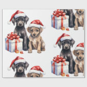 ギフトラッピング付きクリスマス犬紙 ラッピングペーパー (フラット)