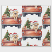 ギフトラッピング付きクリスマス犬紙 ラッピングペーパー (フラット)