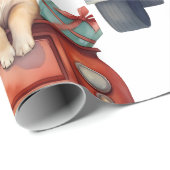 ギフトラッピング付きクリスマス犬紙 ラッピングペーパー (ロールコーナー)