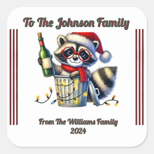 ギフトラッピング用の嬉しいクリスマスシール スクエアシール (正面)